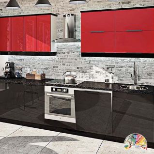Кухня Лофт крашеный МДФ Черная + красный глянец 1 метр погонный фабрики Кухни Комфорт Мебель