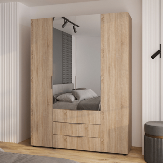 Шкаф 4Д3Ш Версаль (Гелар) Дуб сонома (2 зеркала маленькие) Феникс